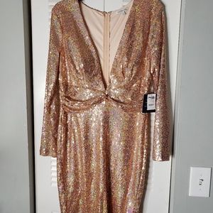 Champagne Cocktail Dress Sequin Glitter